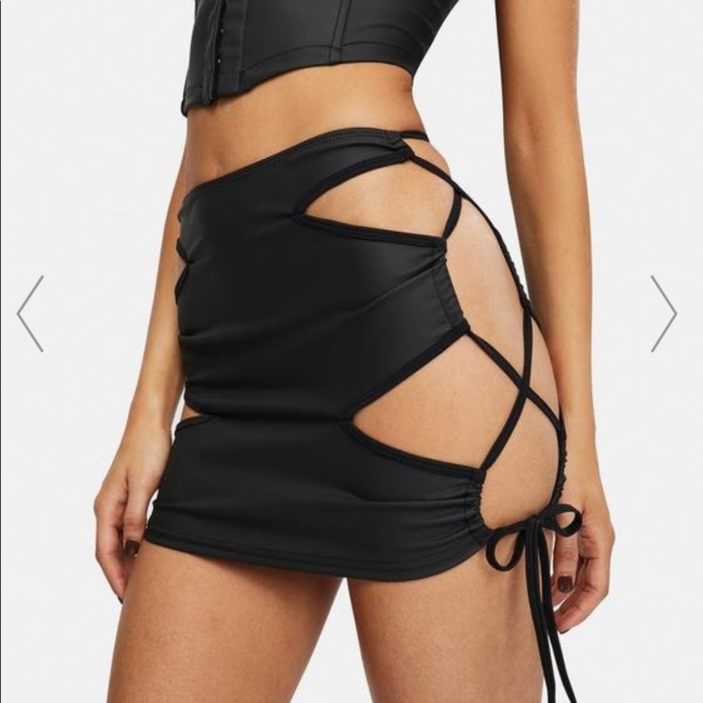 Took the night lace up mini skirt